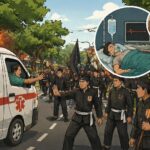 ambulans terhalang konvoi silat Karanganyar