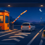 mobil tabrak palang tol Kalikangkung